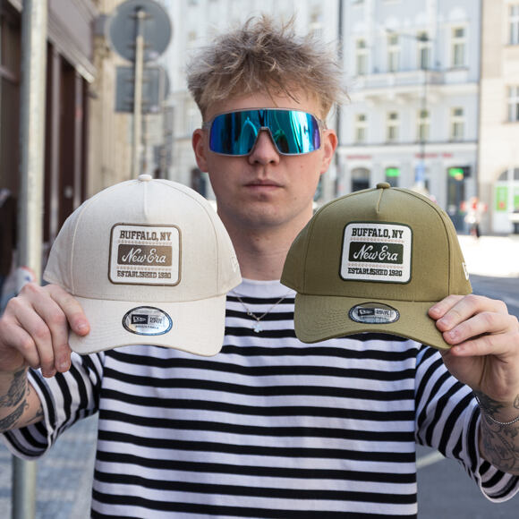 Kappe New Era - Branded Buffalo Patch Linen 9FORTY A-Frame - New Olive