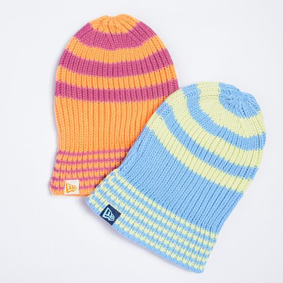 Mütze New Era - Medium Knit Stripe Beanie - Pastel Blue / Neon Yellow