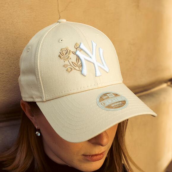 Damen Kappe New Era - MLB Roses 9FORTY - NY Yankees - Cream