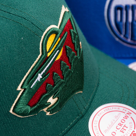 Kappe Mitchell & Ness - Minnesota Wild - Team Ground 2.0 Pro Snapback - Hunter Green
