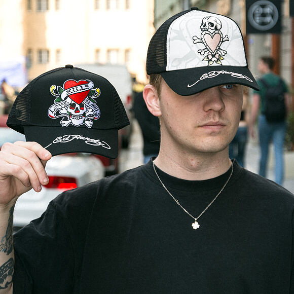 Kappe Ed Hardy - Love-Slowly Twill Front Mesh Trucker - Black