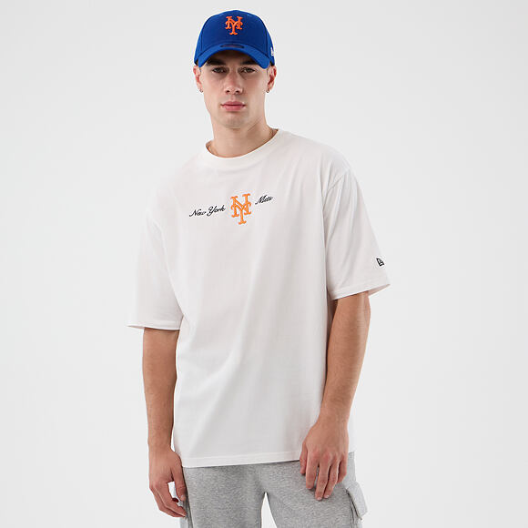 T-Shirt New Era - MLB Script Oversized Tee - NY Mets - White