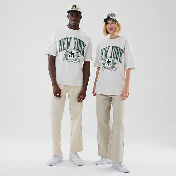 T-Shirt New Era - MLB Arch Graphic Oversized Tee - NY Yankees - Heather Grey
