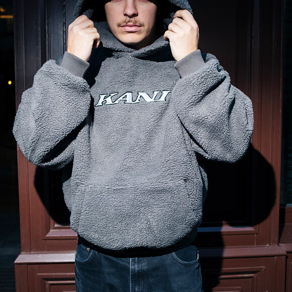 Karl Kani Sweatshirt - Silver Teddy Hoodie - Grau