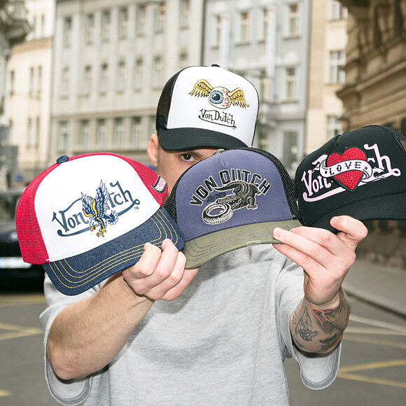 Kappi Von Dutch - Trucker - Eye Out Logo - Weiß/Schwarz