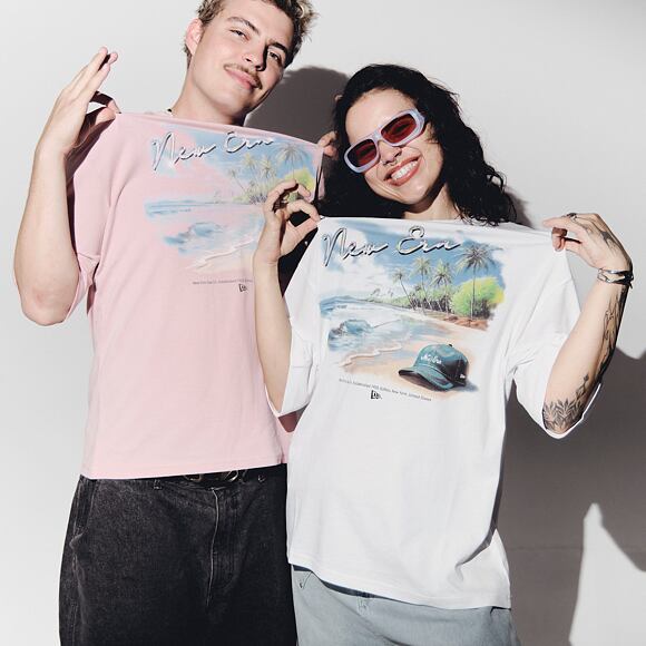 T-Shirt New Era - Branded Beach Graphic Oversized Tee - White