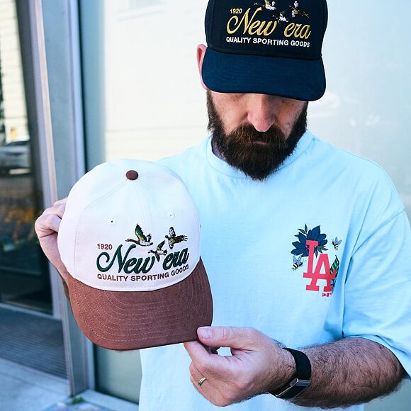 Kappe New Era - Branded Suede Pre-Curved 9FIFTY Retro Crown - Cream / Deep Auburn