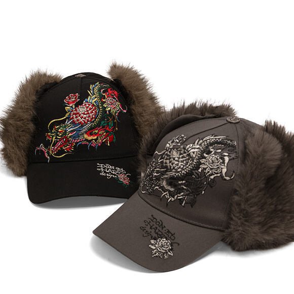 Kappe Ed Hardy - Crawling Dragon Trapper - Black