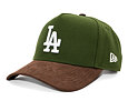 Kappe New Era - MLB Suede Visor 9FORTY A-Frame - LA Dodgers - Rifle Green / Brown