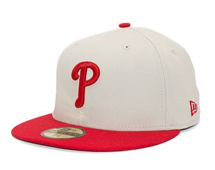 Kappe New Era 59FIFTY MLB White Crown Philadelphia Phillies Cooperstown Off White / Red