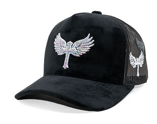 Kappe Reflection Luxury Samt Strasssteine Schwarz / Weiß