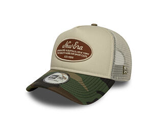 Kappe New Era - Western Oval Patch Foam 9FORTY Trucker - Stone / Woodland Camo