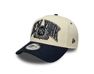Kappe New Era - MLB Wordmark Suede 9FORTY A-Frame - NY Yankees - Cream / Navy