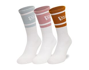 Socken New Era - Stripe Crew 3Pack - White
