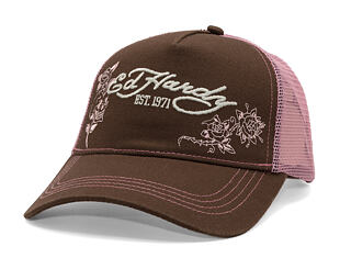 Kappe Ed Hardy - Skull And Roses 5 Panel Trucker Cap