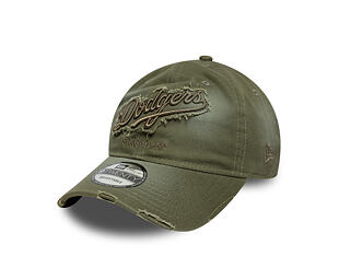Kappe New Era - MLB Distressed Wordmark 9TWENTY - LA Dodgers - New Olive