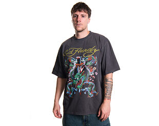 T-Shirt Ed Hardy - Battle Of The Dragons Relaxed Tshirt - Charcoal