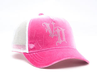 Damen Kappe Von Dutch - Baseball - Velvet Rhinestone Logo - White / Pink