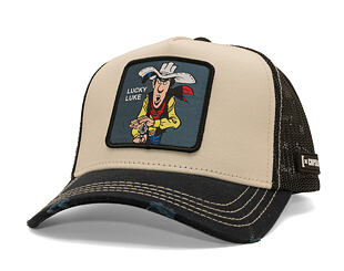 Kappe Capslab - Lucky Luke Trucker - Gun Twirl Distressed Patch - Cream / Black