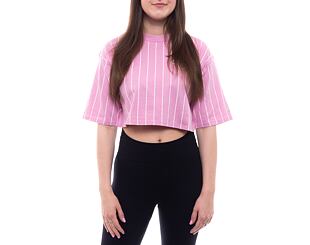 Damen T-Shirt New Era Pinstripe Crop Tee - Fondant Pink / Off White