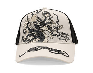Kappe Ed Hardy - Mono Giant Dragon Twill Front Mesh Trucker - White/Black