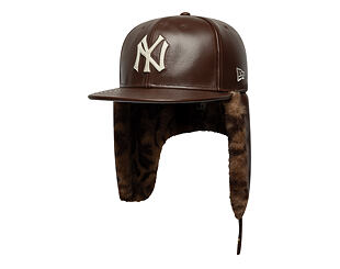 Kappe New Era - MLB IMAGE DROP Leather Dog-Ear 59FIFTY - NY Yankees - Deep Auburn