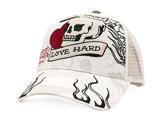 Kappe Ed Hardy - Unisex Live Fast Love Hard 5 Panel Trucker Cap - White
