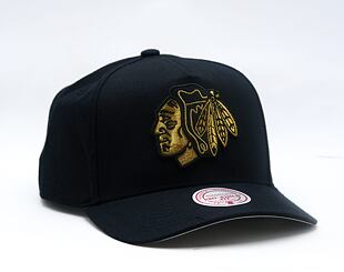 Kappe Mitchell & Ness - NHL Black And Gold Pro Snapback - Chicago Blackhawks - Black