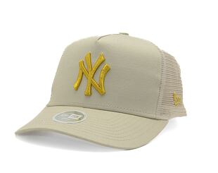 Damen Kappe New Era - 9FORTY Trucker Metallic - NY Yankees - Stone / Gold