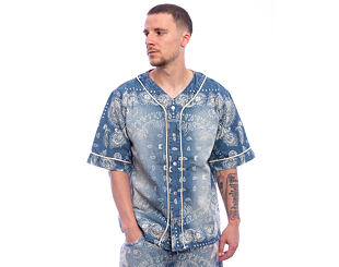 Trikot Karl Kani - Kani Paisley Denim Baseball Shirt - Blue