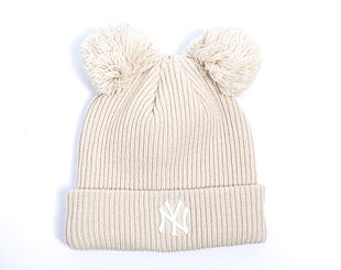 Damen Mütze New Era - MLB Double Pom Beanie - NY Yankees - Stone