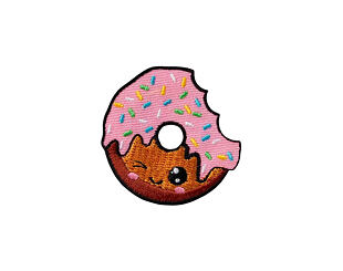 Bügelbild Monoquick - Donut s růžovou polevou 4,5 x 4,5 cm