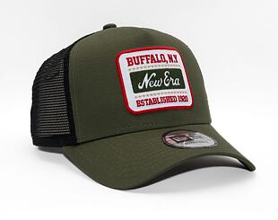 Kappe New Era - Buffalo Patch - 9FORTY A-Frame Trucker - New Olive / Scarlet