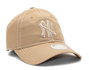 Damen Kappe New Era 9TWENTY MLB Washed - NY Yankees - Camel / White