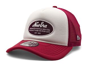Kappe New Era - Branded Oval Foam Patch 9FORTY Trucker - White / Cherry