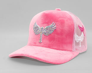 Kappe Reflection Luxury Samt Strasssteine Pink / Weiß