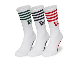Socken New Era - Stripe Crew Socks 3pk - White