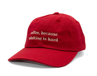 Schirmmütze 8by8 - Dadcap - "Kaffee, weil Erwachsensein schwer ist" - Cranberry