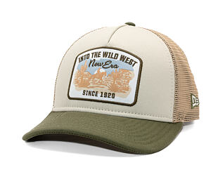 Kappe New Era - Branded Wild West Patch 9FORTY M-CROWN A-Frame Trucker - New Olive / Stone