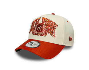 Kappe New Era - MLB Wordmark Suede 9FORTY A-Frame - NY Yankees - Cream / Warm Flame