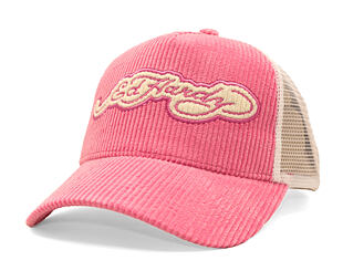 Kappe Ed Hardy - Embroidery Applique Cord 5 Panel Trucker Cap - Hot Pink