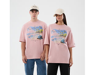 T-Shirt New Era - Branded Beach Graphic Oversized Tee - Pink Rouge