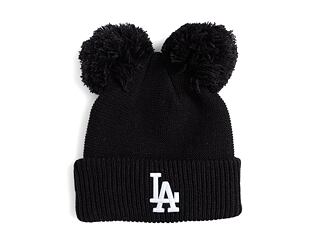 Damen Mütze New Era - Medium Knit Double Pom Beanie - LA Dodgers - Black / White