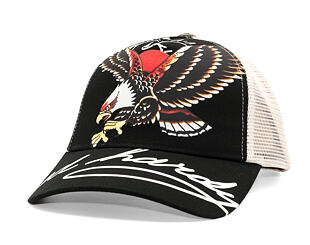 Kappe Ed Hardy - Unisex Soaring Eagle Ed Hardy Script 5 Panel Cap - Black/Blue Wash