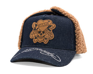 Kappe Ed Hardy - Unisex Love Kills Slowly Denim 5 Panel Trapper Cap - Indigo