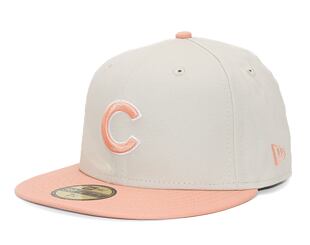 Kappe New Era 59FIFTY MLB White Crown Chicago Cubs Cooperstown Off White / Peach