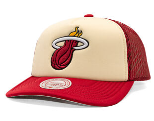 Kappe Mitchell & Ness - NBA Vintage Block Trucker - Miami Heat - Cream