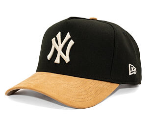 Kappe New Era - MLB Suede Visor 9FORTY A-Frame - NY Yankees - Black / Camel