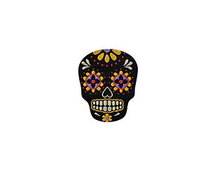 Bügelbild Monoquick - Lebka Los Muertos černo-žlutá 3,6 x 3 cm
