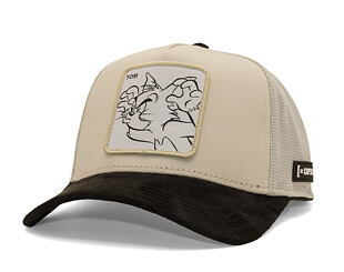 Kappe Capslab - Tom & Jerry Trucker - Tom Line Art Suede Visor - Off White / Black